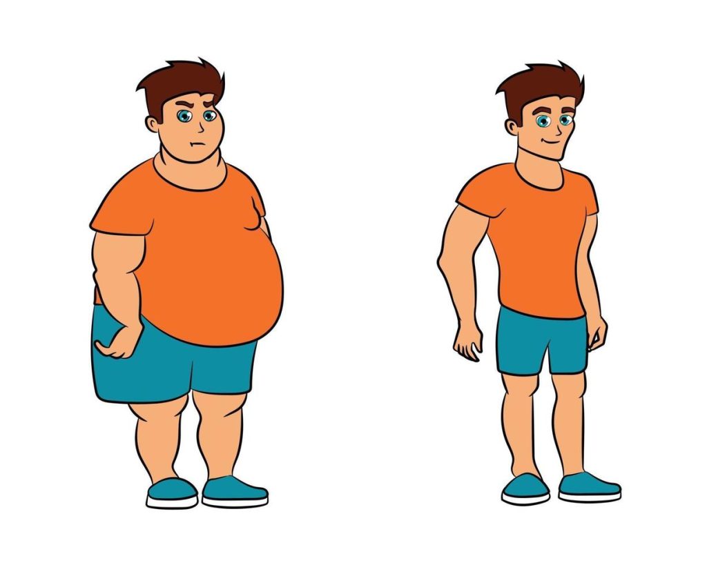 A cartoon effective character who is looking attractive after having a fat loss